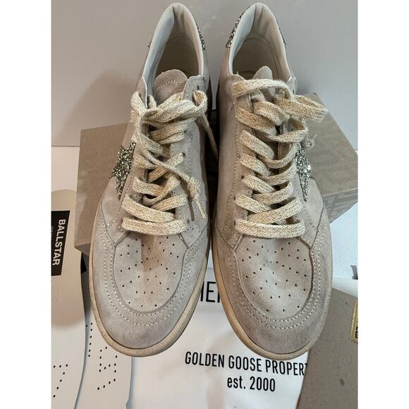 Golden Goose Ball Star Sneaker Women Beige Glitter Star Heel Sz 40/10 Worn Once - Picture 7 of 12